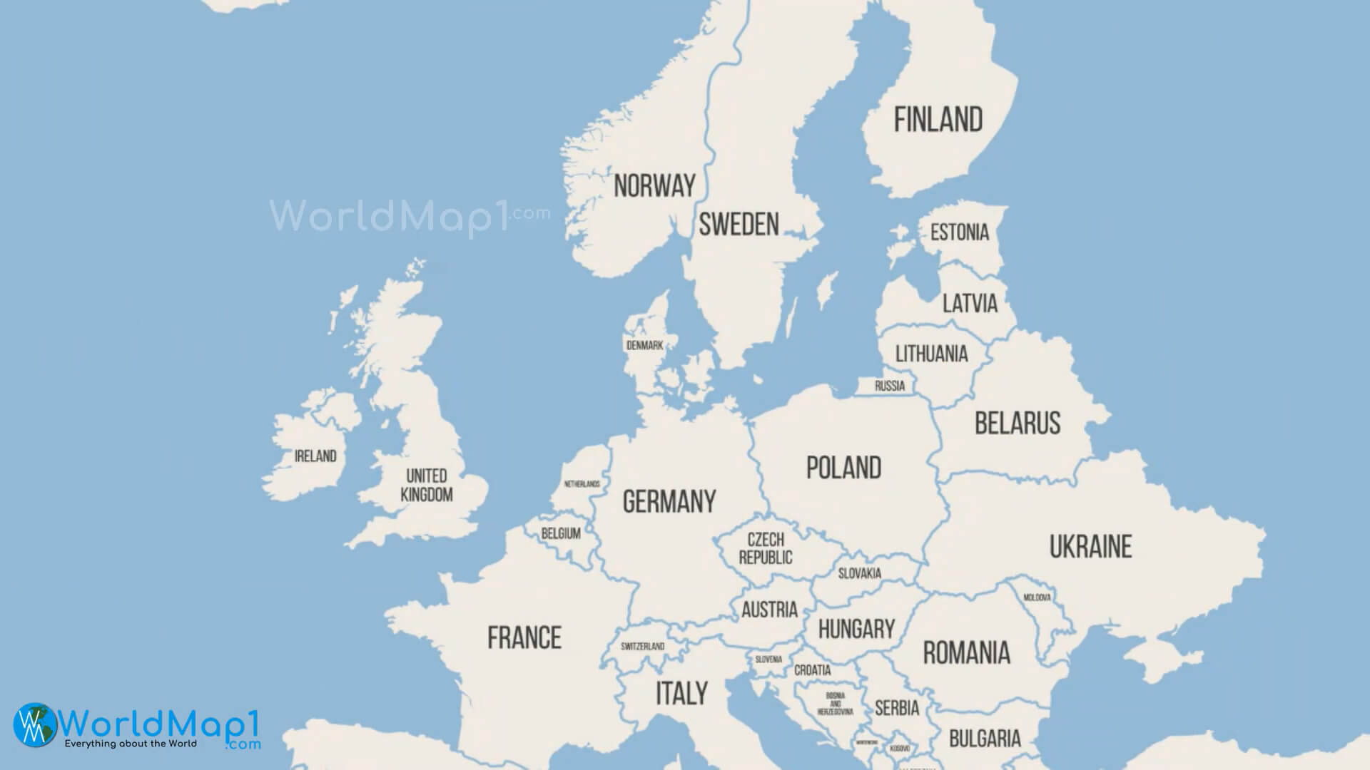 Europe White Line Map